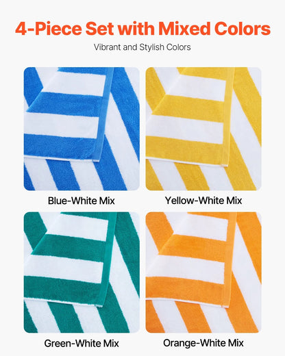 Beach Towel 4 Pack Large Pool Towel 30 x 60 in 100% Cotton Swimming Towel - View 4