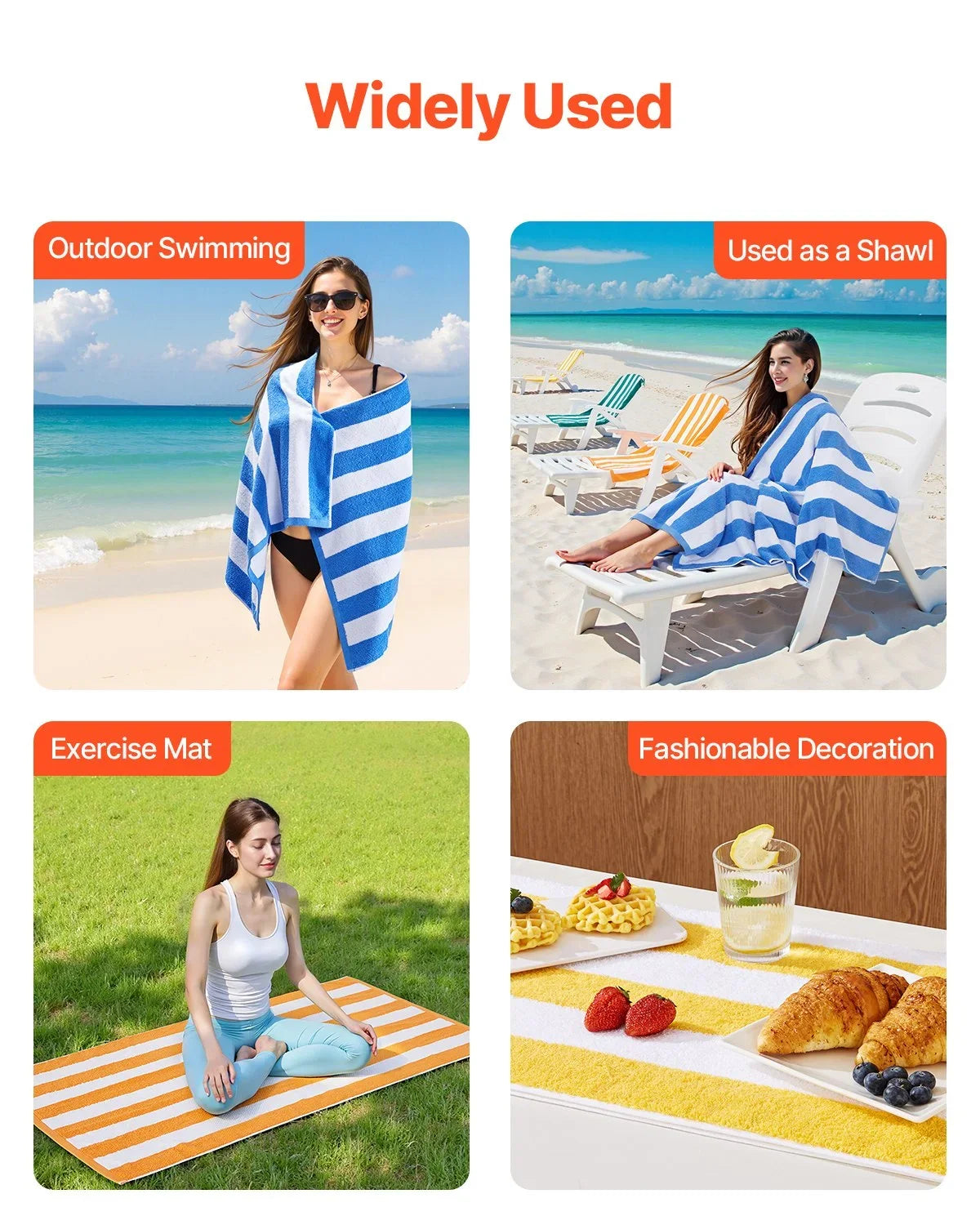 Beach Towel 4 Pack Large Pool Towel 30 x 60 in 100% Cotton Swimming Towel - View 5