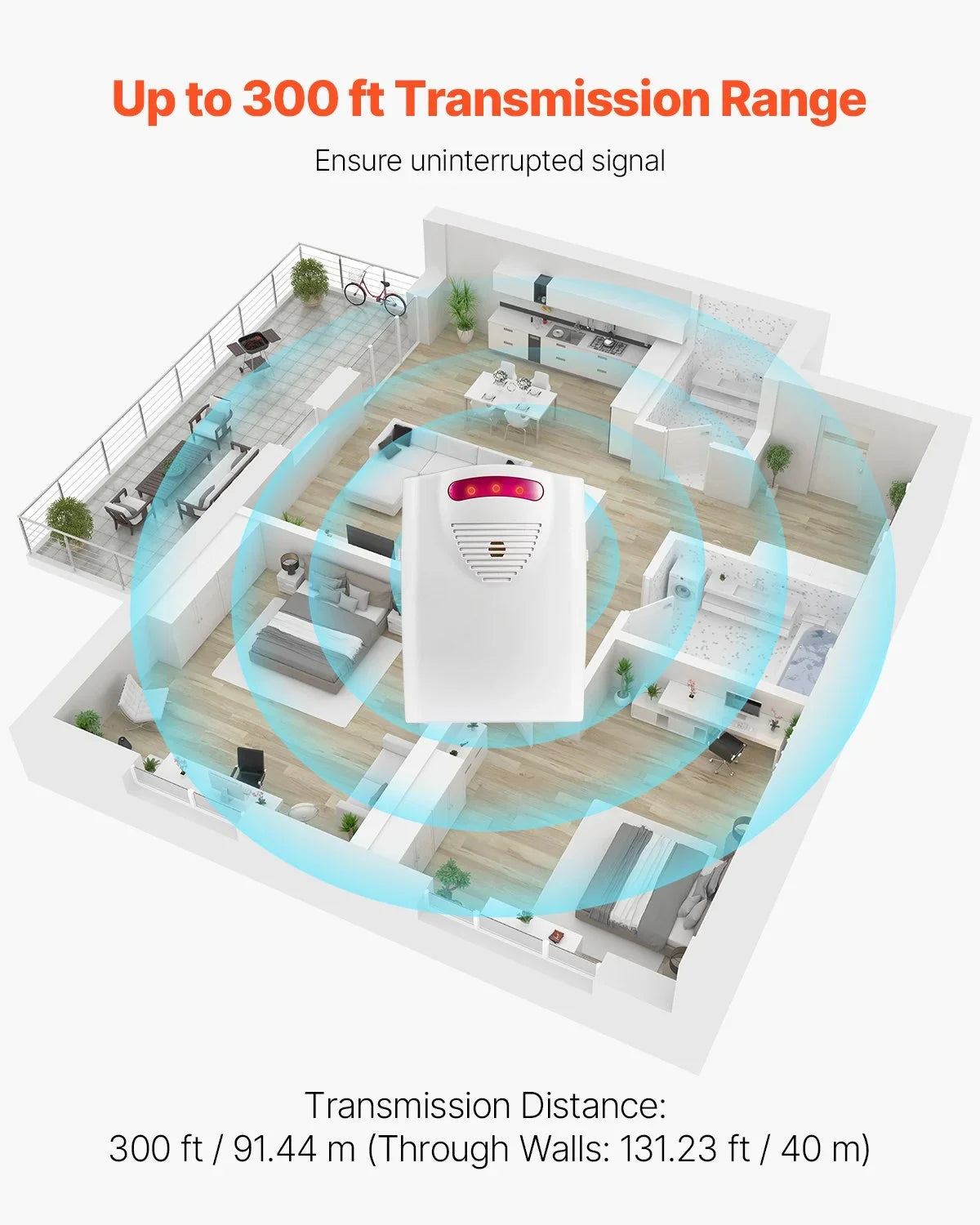 Bed Alarm System for Elderly Adults 14" x 30" Wireless Bed Sensor Pad with Pager - View 2