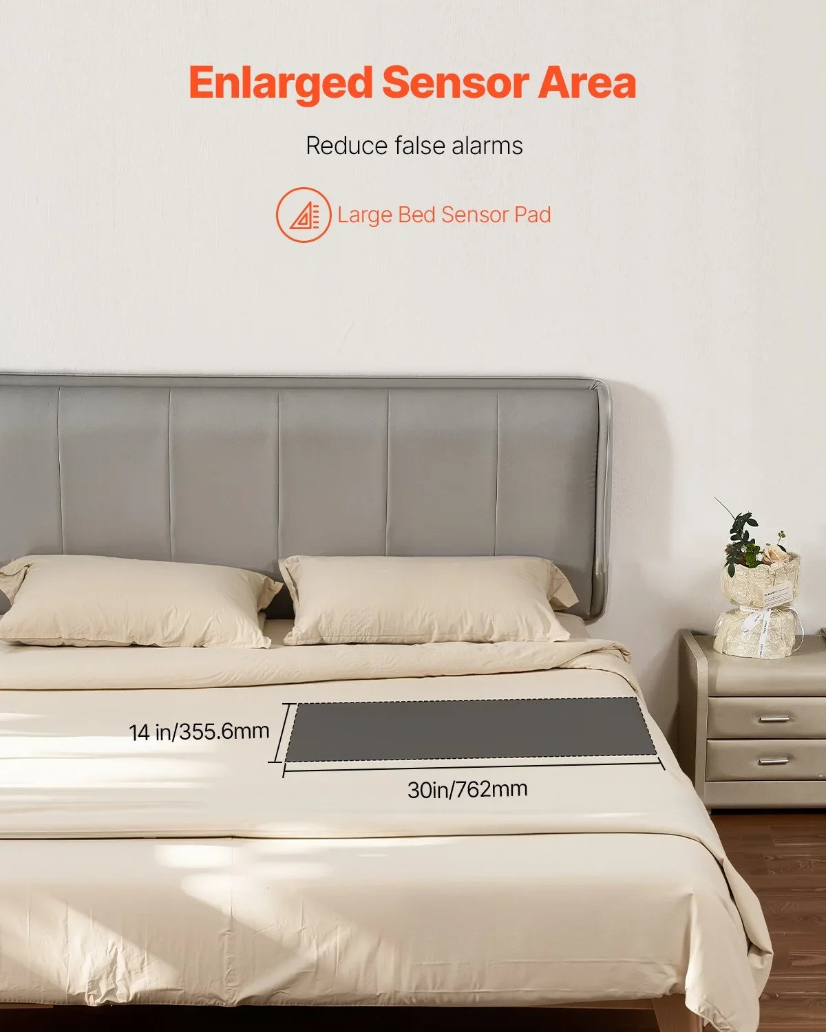 Bed Alarm System for Elderly Adults 14" x 30" Wireless Bed Sensor Pad with Pager - View 3