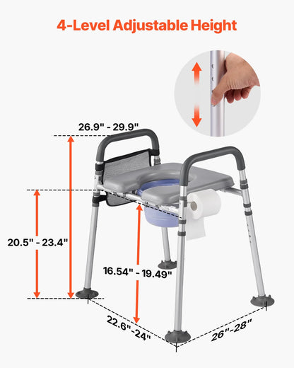 Bedside Commode Chair 4-in-1 Raised Toilet Seat Adjustable Height 500 lbs - View 2