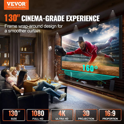 Big 130" Diagonal 16:9 HD Projector Screen Home Theater Outdoor Use - View 11