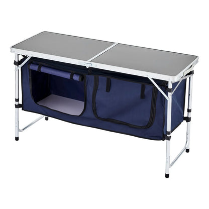 Camping Kitchen Table Folding Portable Cook Station 3 Adjustable Height Aluminum - View 10