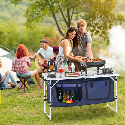 Camping Kitchen Table Folding Portable Cook Station 3 Adjustable Height Aluminum - View 7