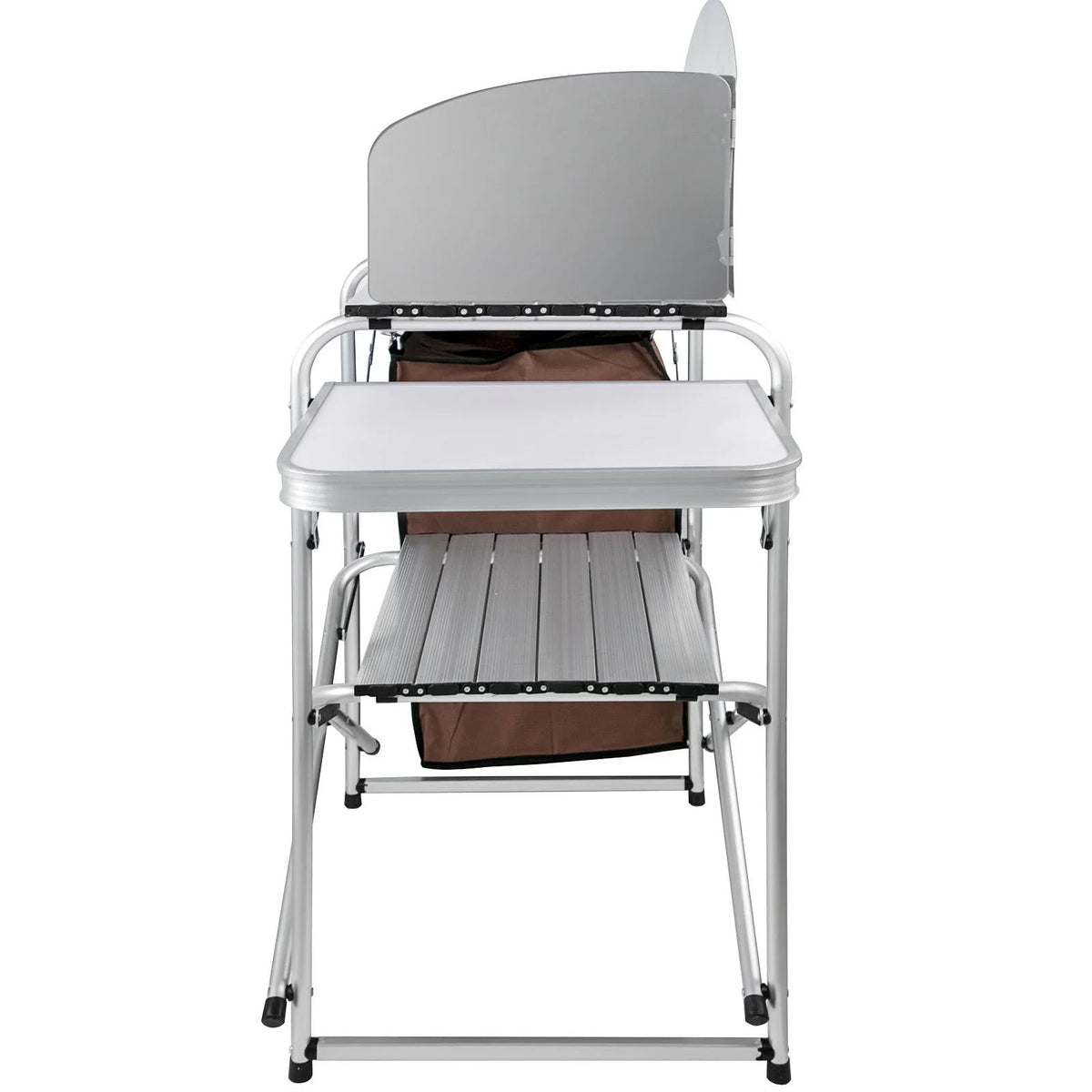 Camping Kitchen Table Picnic Cabinet Folding Cooking Storage Rack Portable Brown - View 7