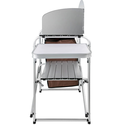 Camping Kitchen Table Picnic Cabinet Folding Cooking Storage Rack Portable Brown - View 7