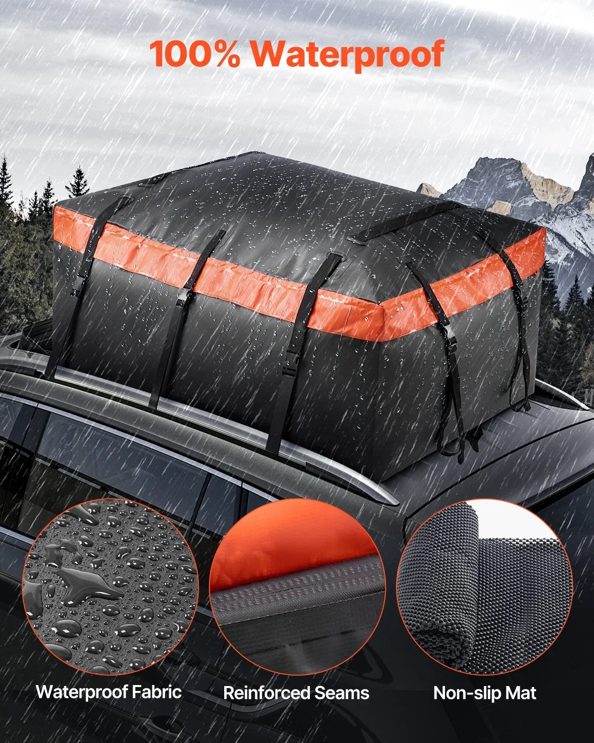 Car Rooftop Cargo Carrier Bag 23 Cubic Feet 840D PVC Car Roof Luggage Cargo Bag - View 2