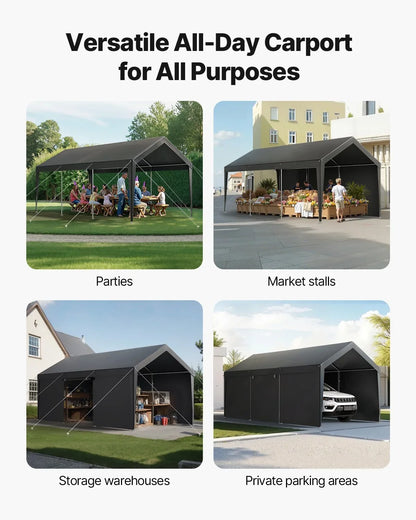 Carport Car Canopy 12x20FT Heavy Duty Outdoor Car Shelter with Sidewalls White - View 3
