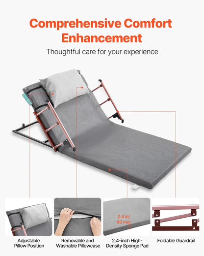 Electric Lifting Backrest 300 lbs 4-68° Adjustable with Folable Guardrail - View 2