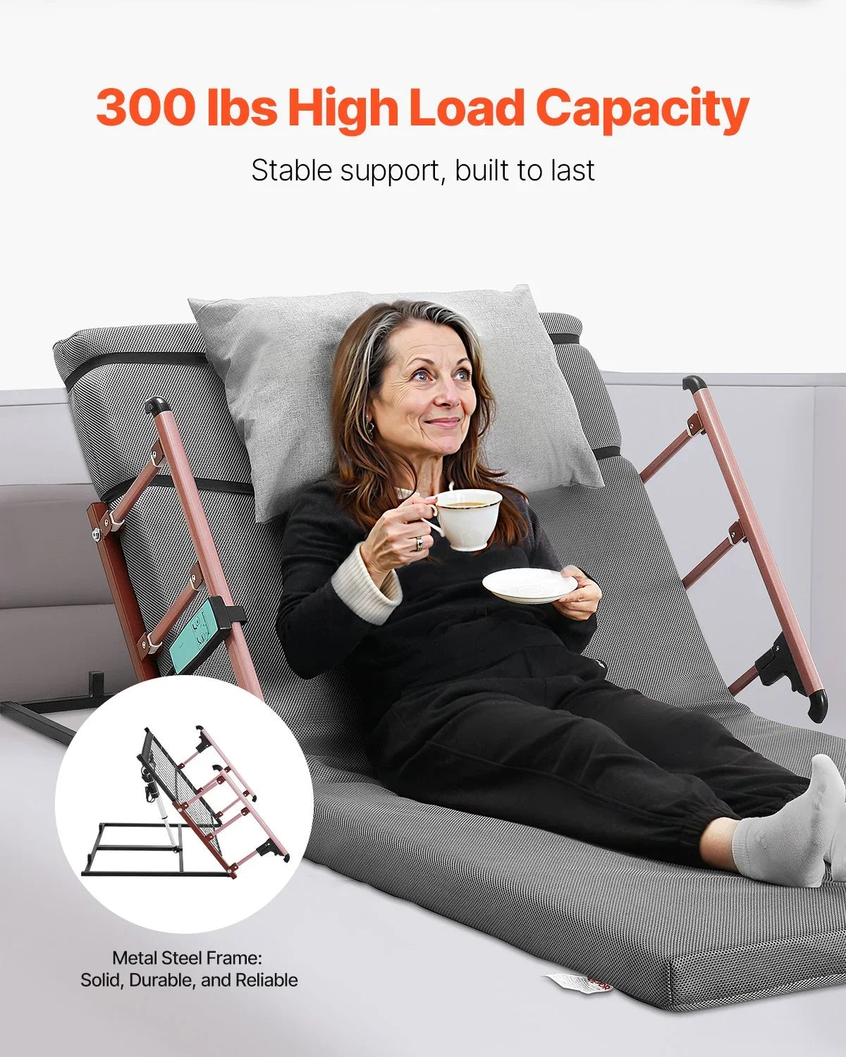 Electric Lifting Backrest 300 lbs 4-68° Adjustable with Folable Guardrail - View 3