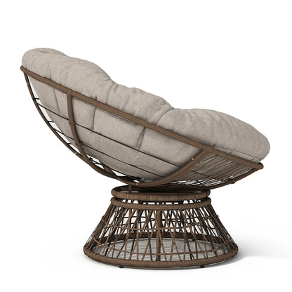Ergonomic Wicker Chair with Thick Cushion, Waterproof Cover, Iron Frame, 360° Swivel - View 8