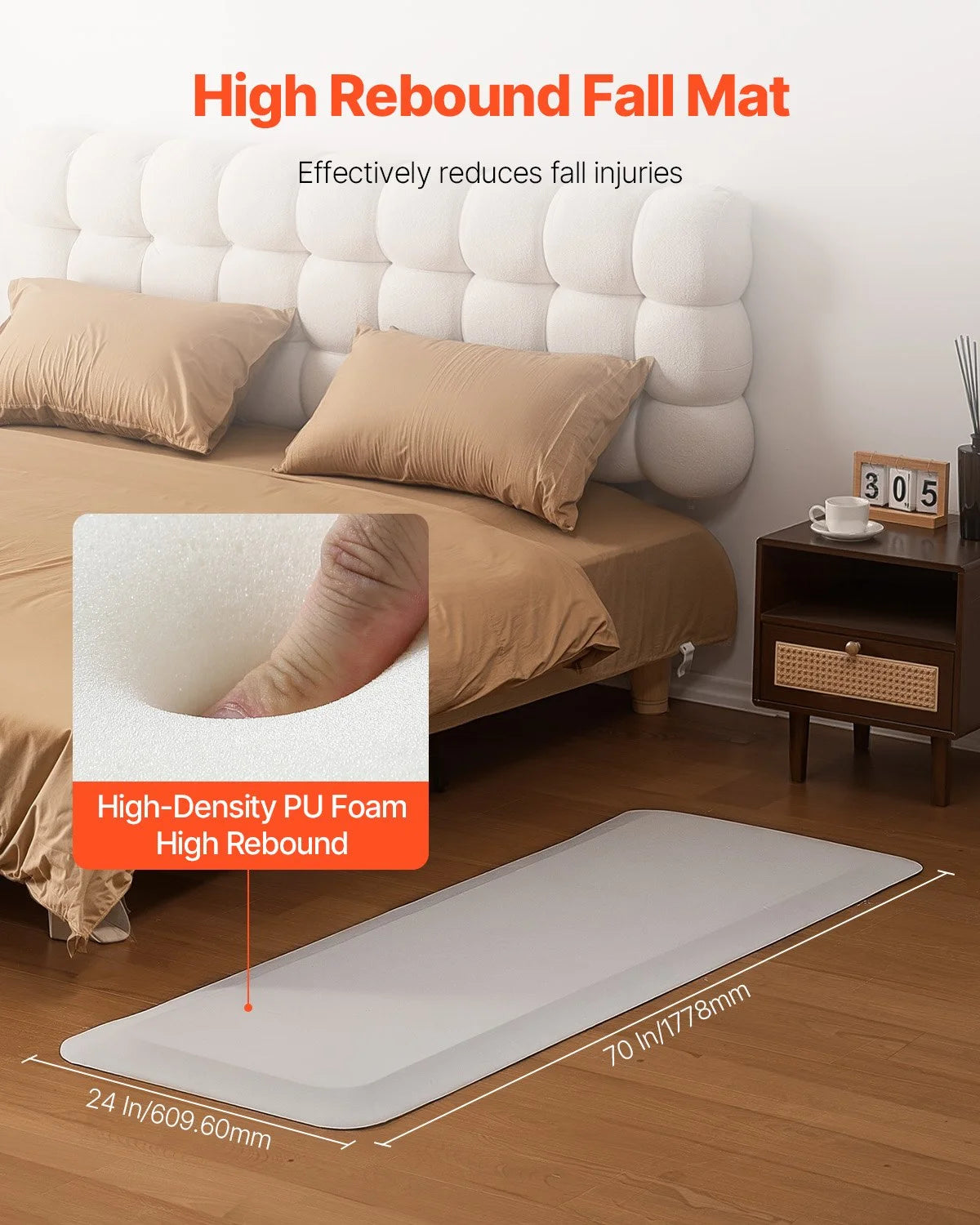 Fall Mat for Elderly 3/4-inch Thickened Fall Protection Mat 24 x 70 inch