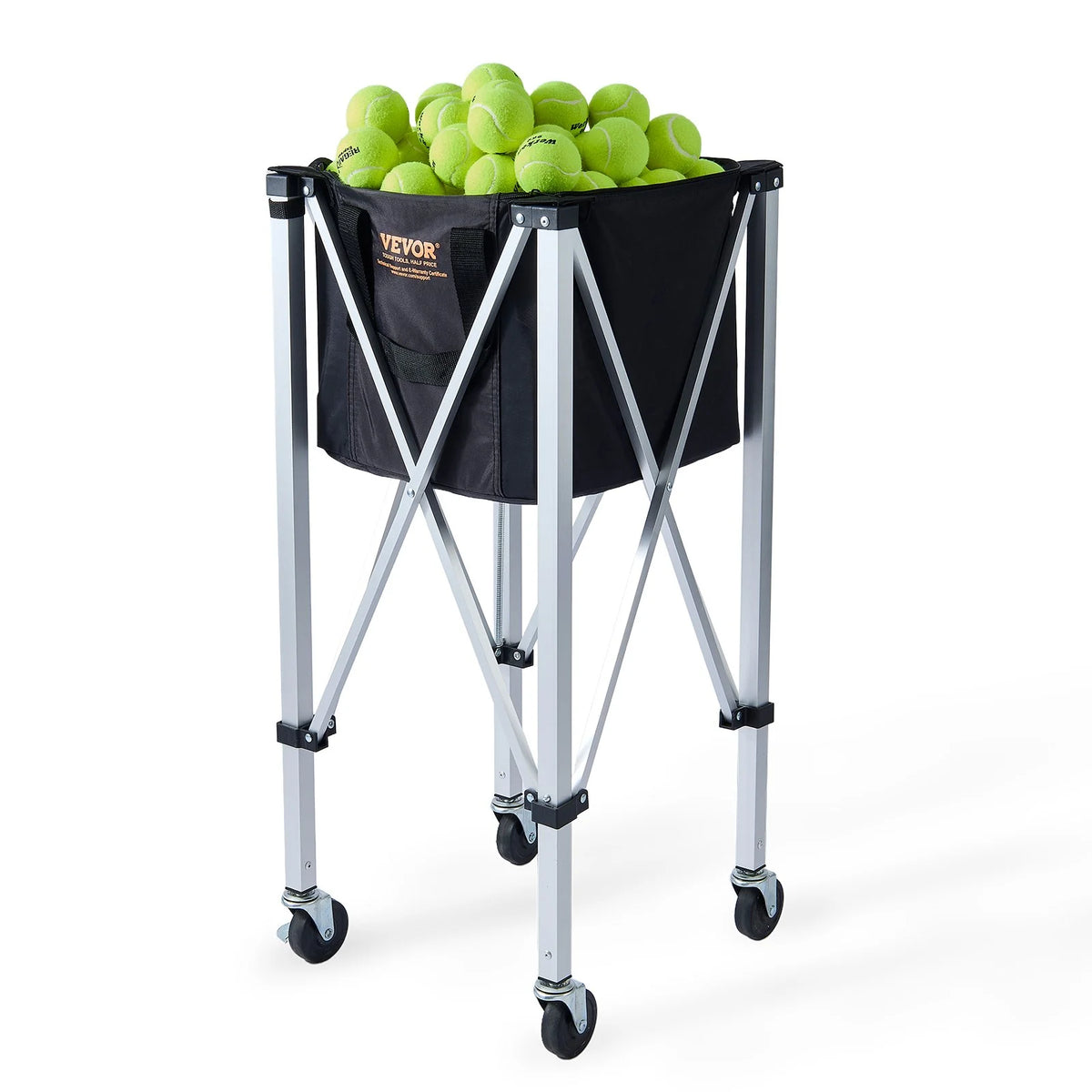 Foldable Tennis Ball Hopper, Holds 150 Tennis Balls, Lightweight Aluminum Alloy Tennis Ball Basket Cart with Wheels, Removable Bag, Carry Bag, Portable Sports Teaching Cart for Tennis Player - View 10
