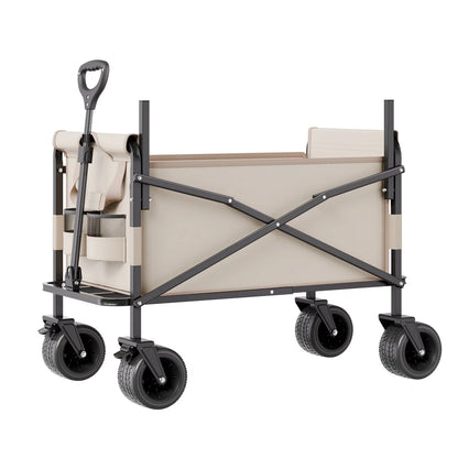 Foldable Wagon Cart Converts to Bench 550lb Load & 220L Utility Wagon for Camp - View 8