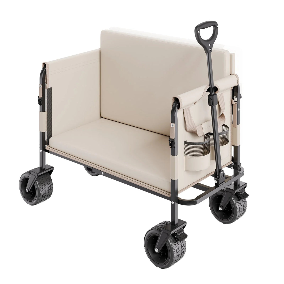 Foldable Wagon Cart Converts to Bench 550lb Load & 220L Utility Wagon for Camp - View 9