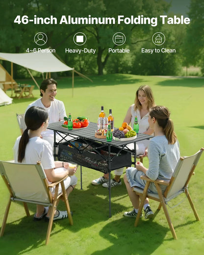 Folding Portable Camping Table Aluminum Outdoor Picnic Roll up Table Storage Bag