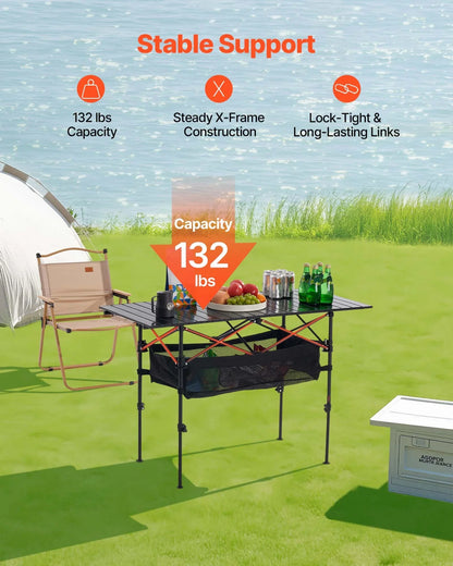 Folding Portable Camping Table Aluminum Outdoor Picnic Roll up Table Storage Bag - View 2