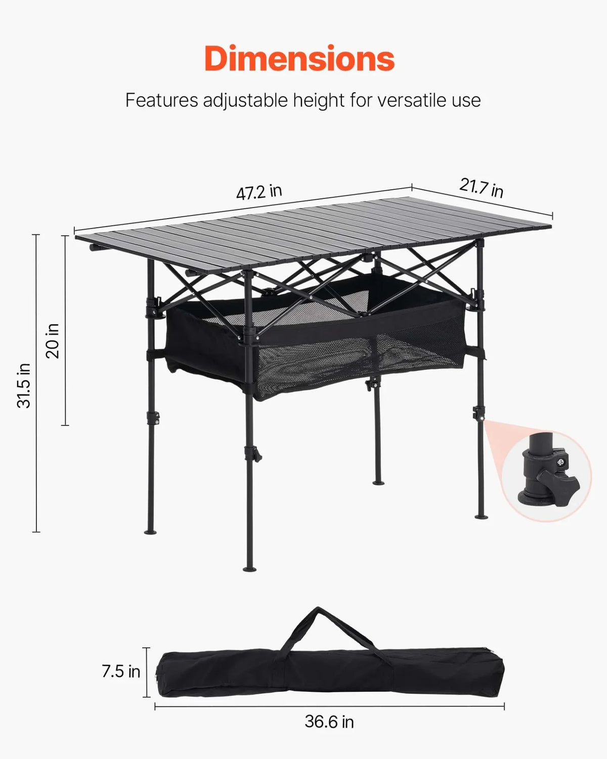 Folding Portable Camping Table Aluminum Outdoor Picnic Roll up Table Storage Bag - View 3