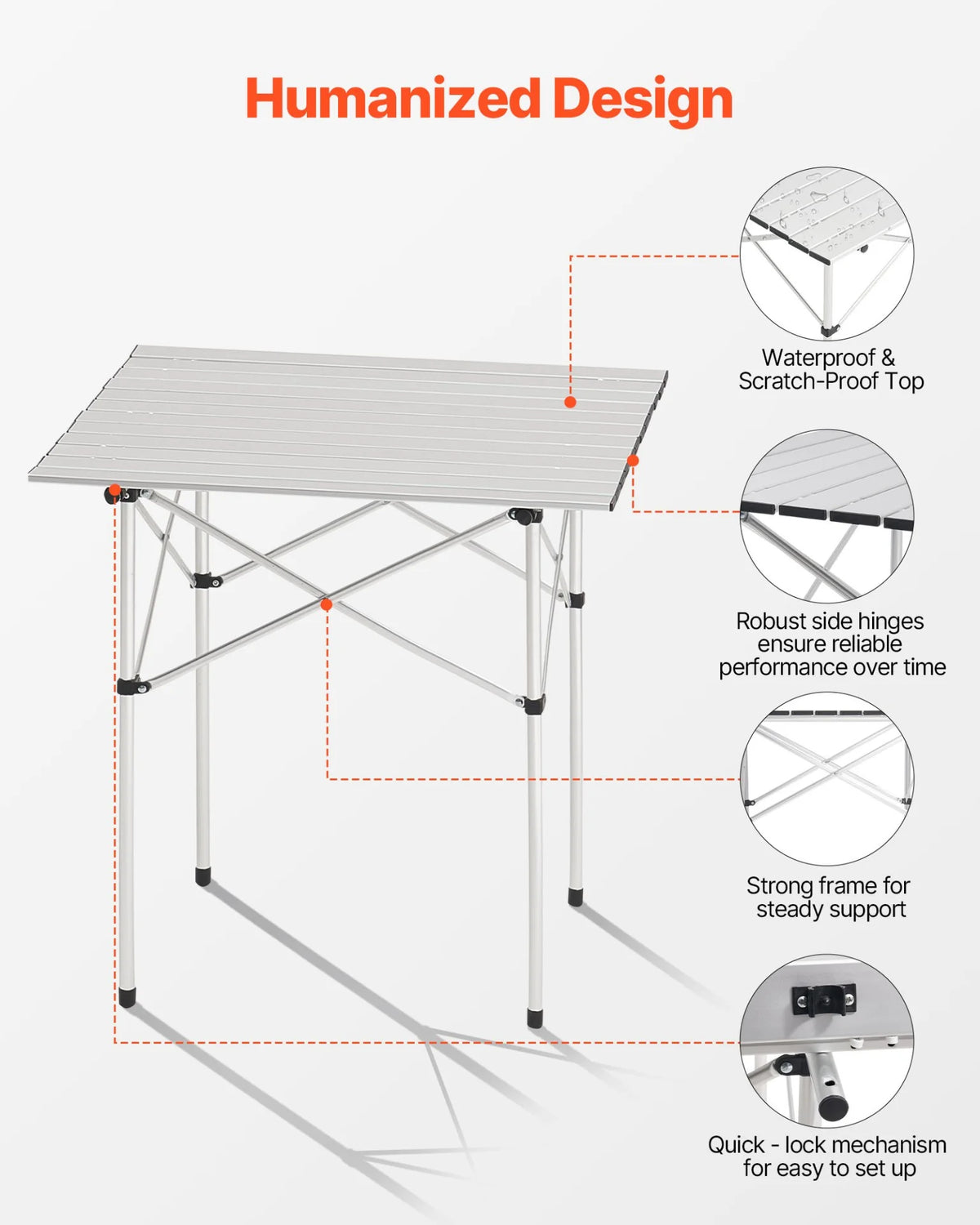 Folding Portable Camping Table Aluminum Outdoor Picnic Roll up Table Carry Bag - View 5