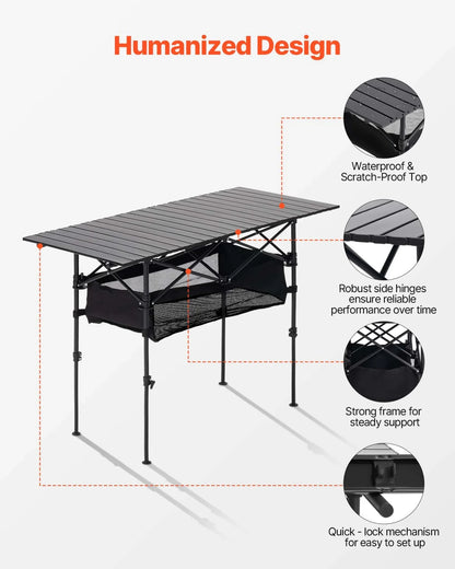 Folding Portable Camping Table Aluminum Outdoor Picnic Roll up Table Storage Bag - View 5