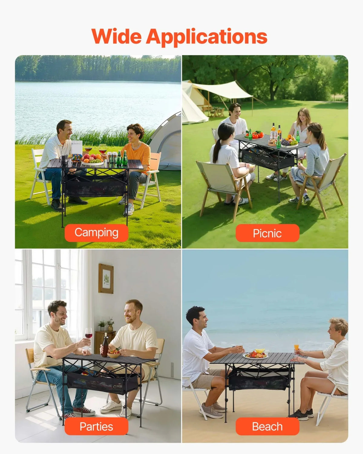 Folding Portable Camping Table Aluminum Outdoor Picnic Roll up Table Storage Bag - View 6