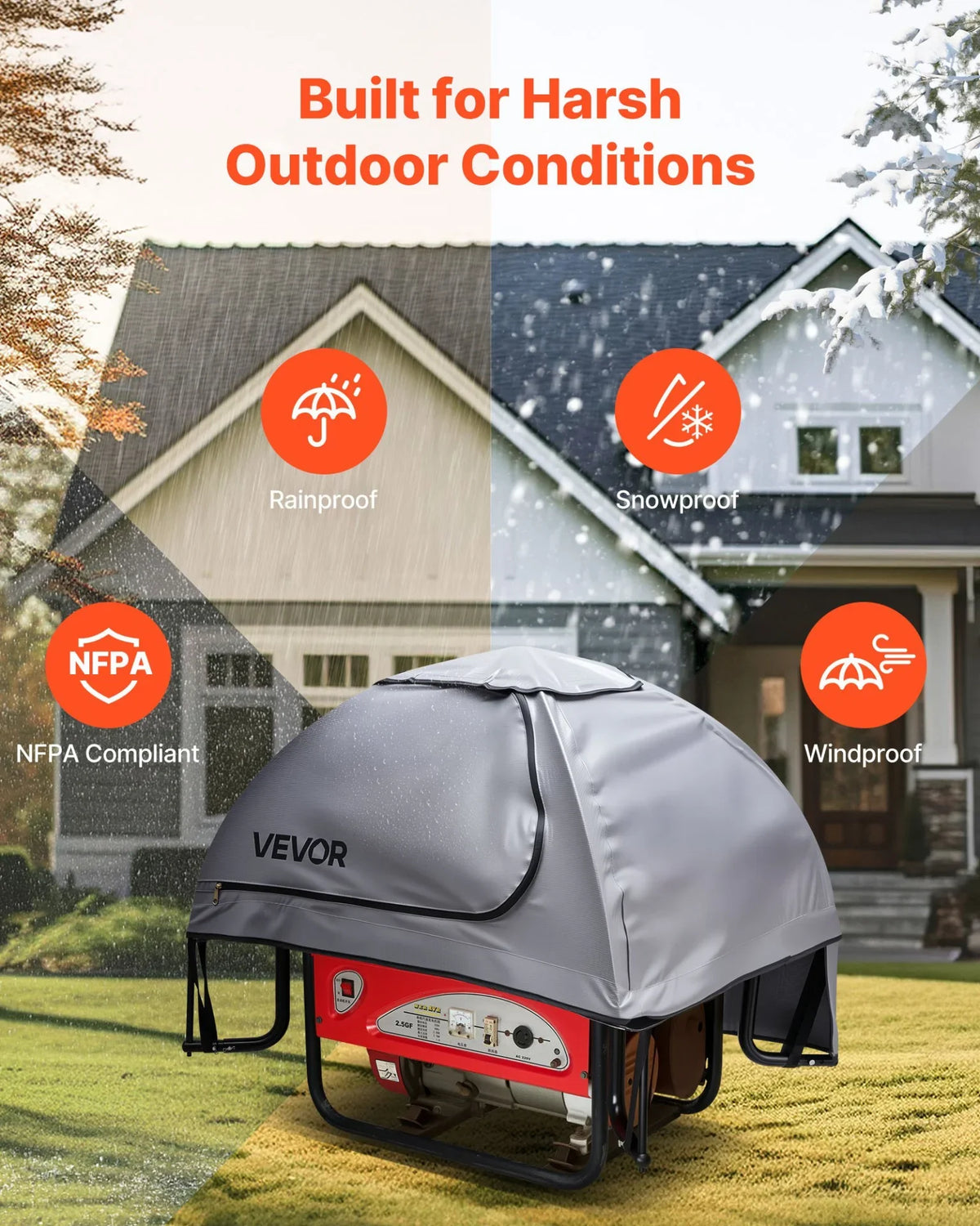 Generator Cover Universal Waterproof Cover 36x26x26 in for 70-108 in Gray - View 2
