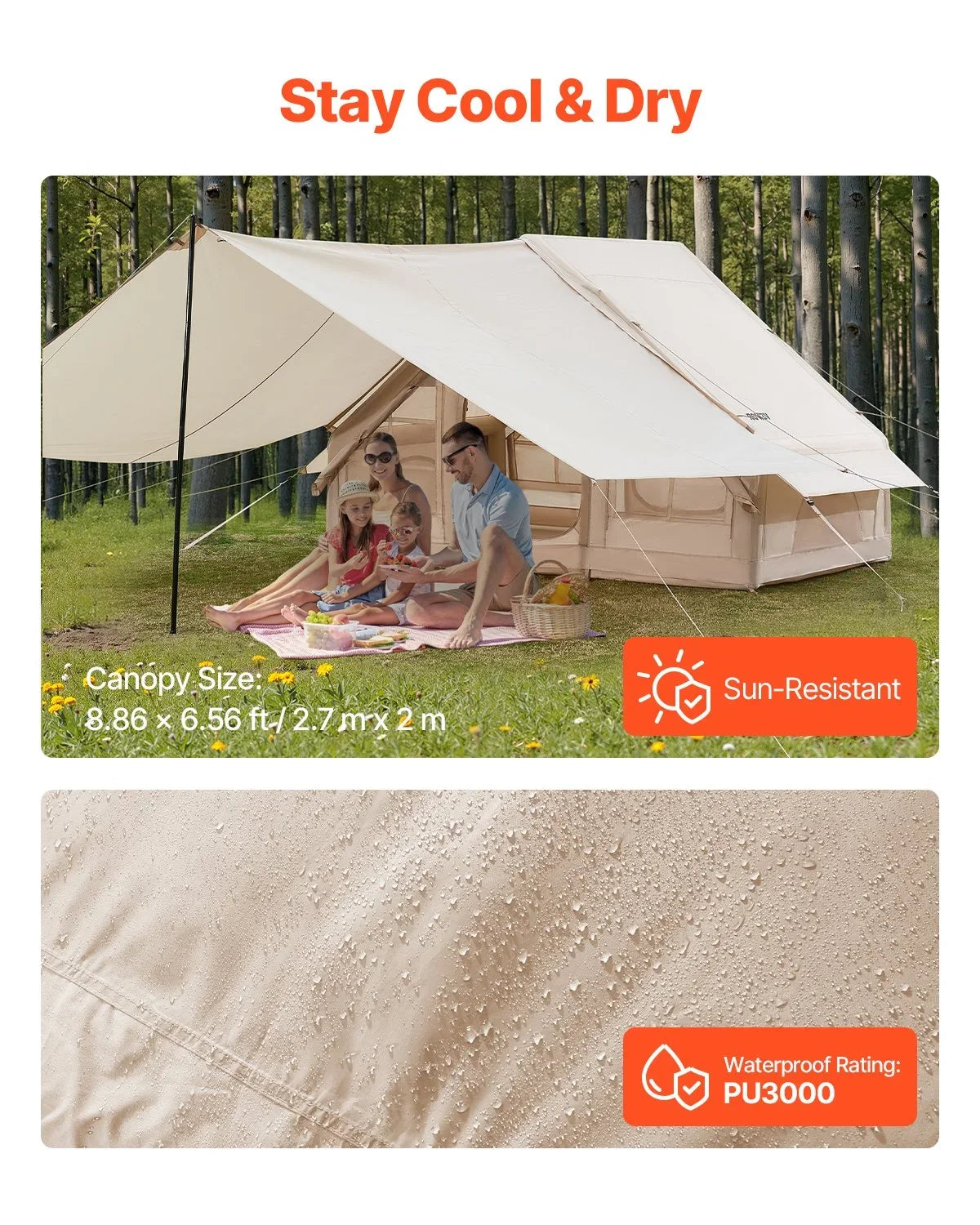 Inflatable Tent for Camping 3-5 Person Glamping Tent with Pump Canopy - View 4