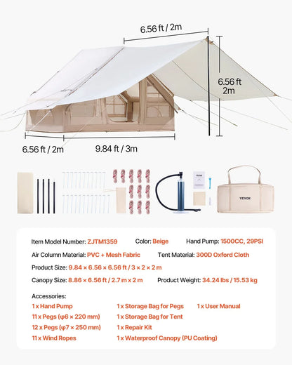 Inflatable Tent for Camping 3-5 Person Glamping Tent with Pump Canopy - View 7