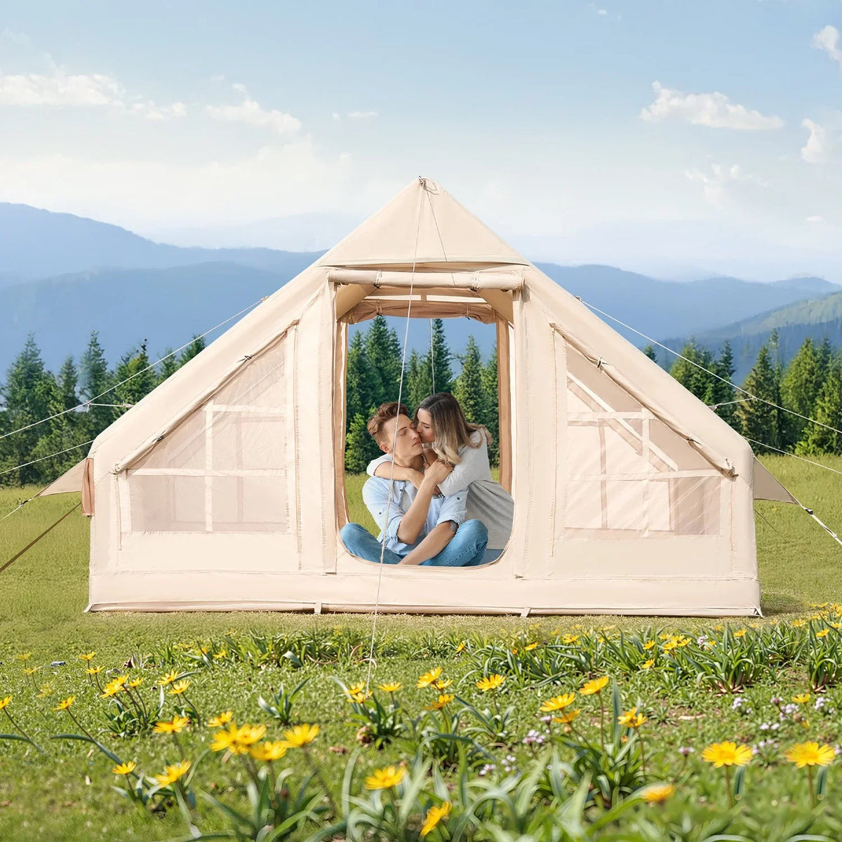 Inflatable Tent for Camping 3-5 Person Glamping Tent with Pump Easy Set up - View 8