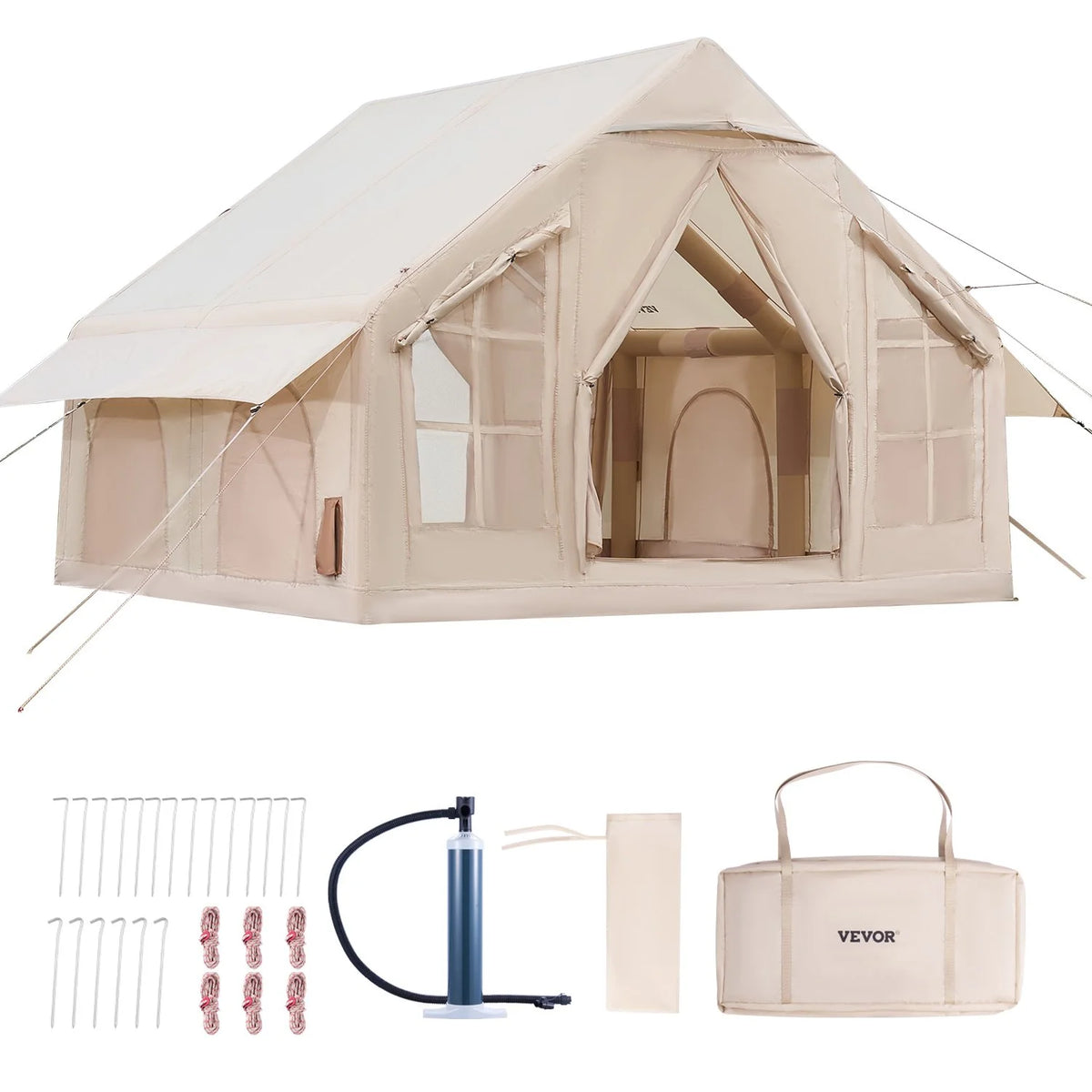 Inflatable Tent for Camping 4-6 Person Glamping Tent with Pump Easy Set up