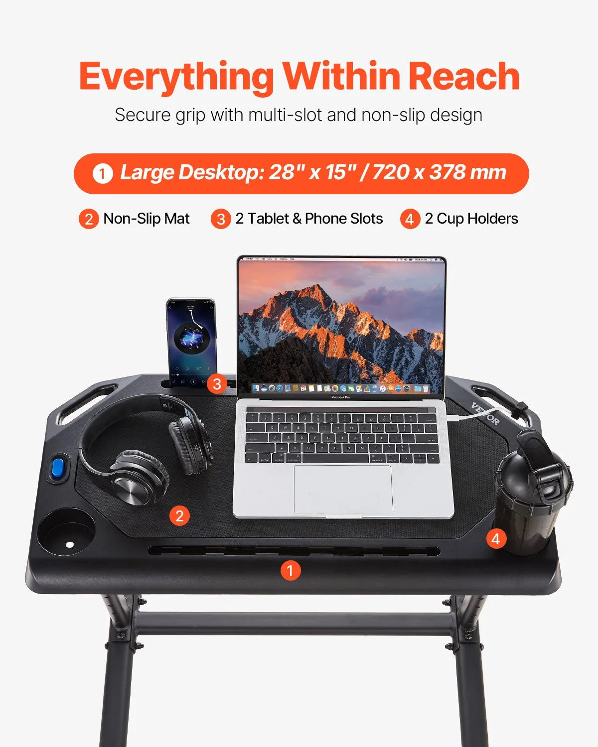 Mobile Cycling Desk Foldable Bike Trainer Fitness Desk with Lockable Wheel - View 2