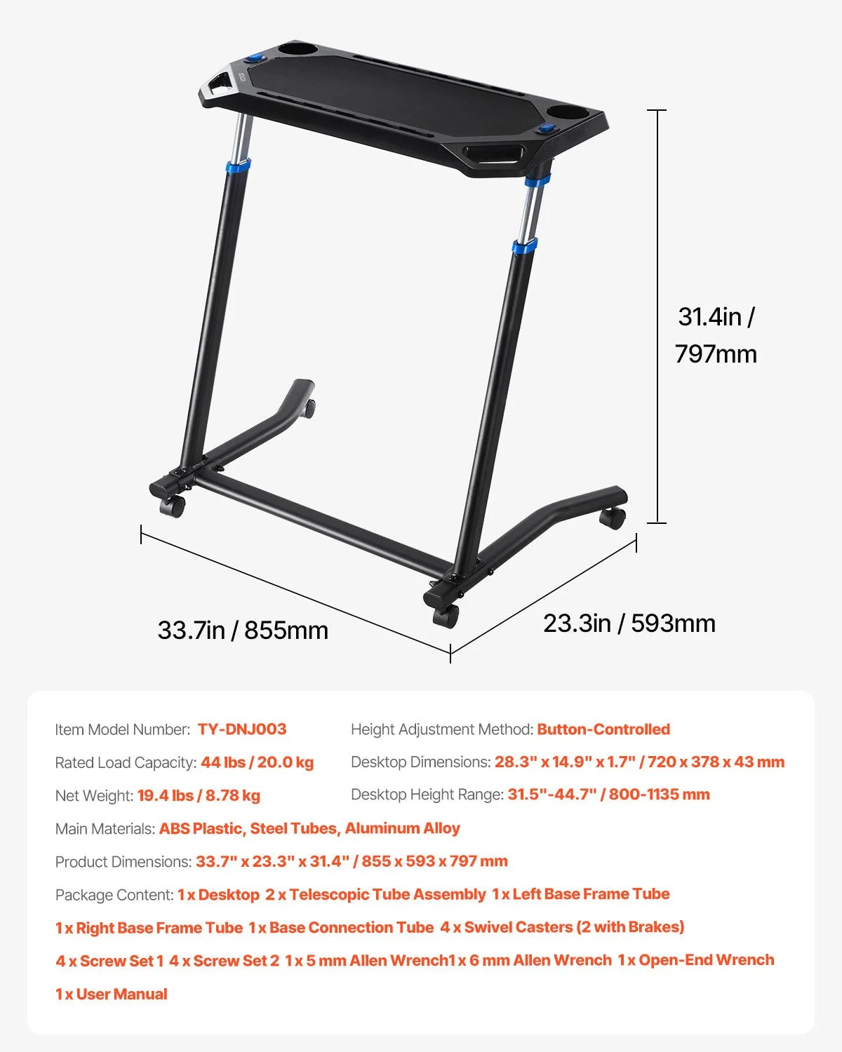 Mobile Cycling Desk Foldable Bike Trainer Fitness Desk with Lockable Wheel - View 7