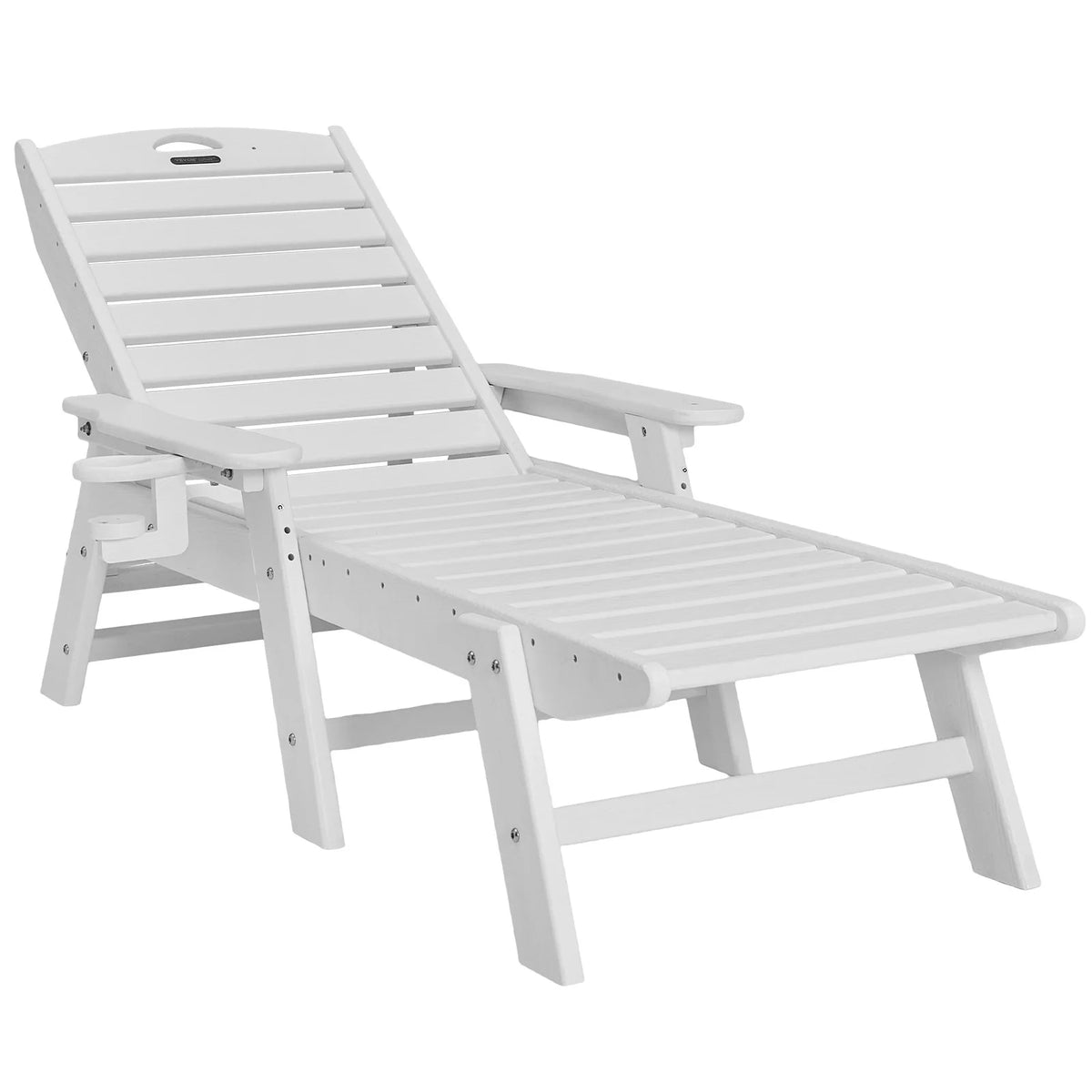 Outdoor Chaise Lounge Chair 6 Position Adjustable Reclining Bench Lounger White - View 9
