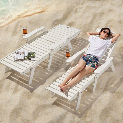 Outdoor Chaise Lounge Chair 6 Position Adjustable Reclining Bench Lounger White - View 7