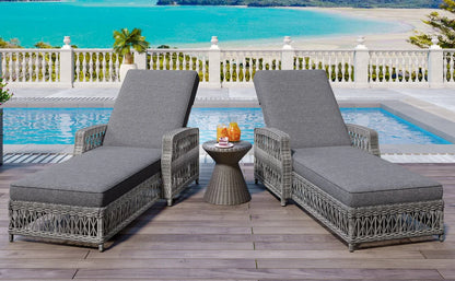 Outdoor Wicker Chaise Lounge – 72" Adjustable Reclining Patio Chair with Armrests & Cushions - View 13