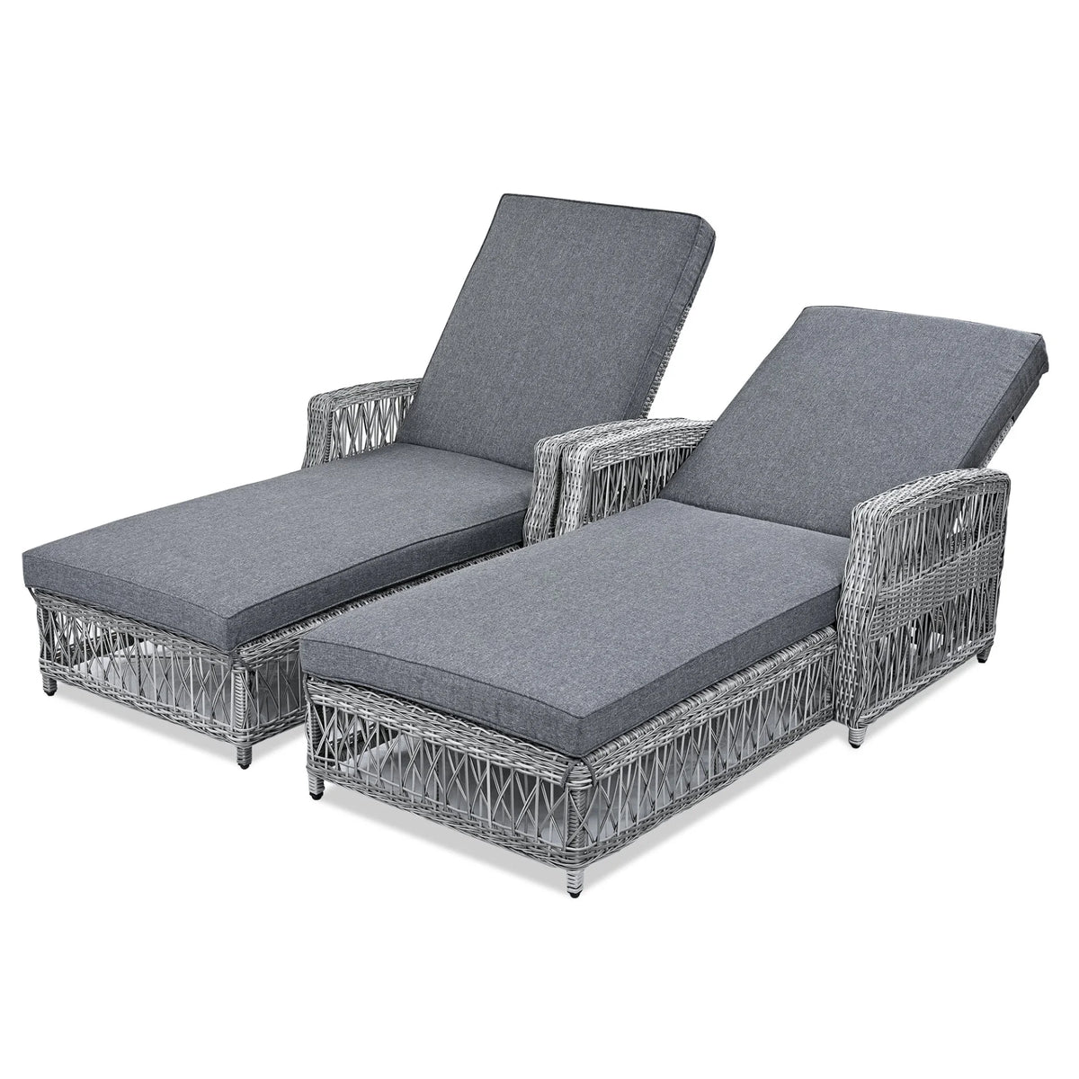 Outdoor Wicker Chaise Lounge – 72" Adjustable Reclining Patio Chair with Armrests & Cushions - View 18