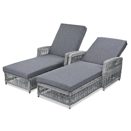 Outdoor Wicker Chaise Lounge – 72" Adjustable Reclining Patio Chair with Armrests & Cushions - View 18