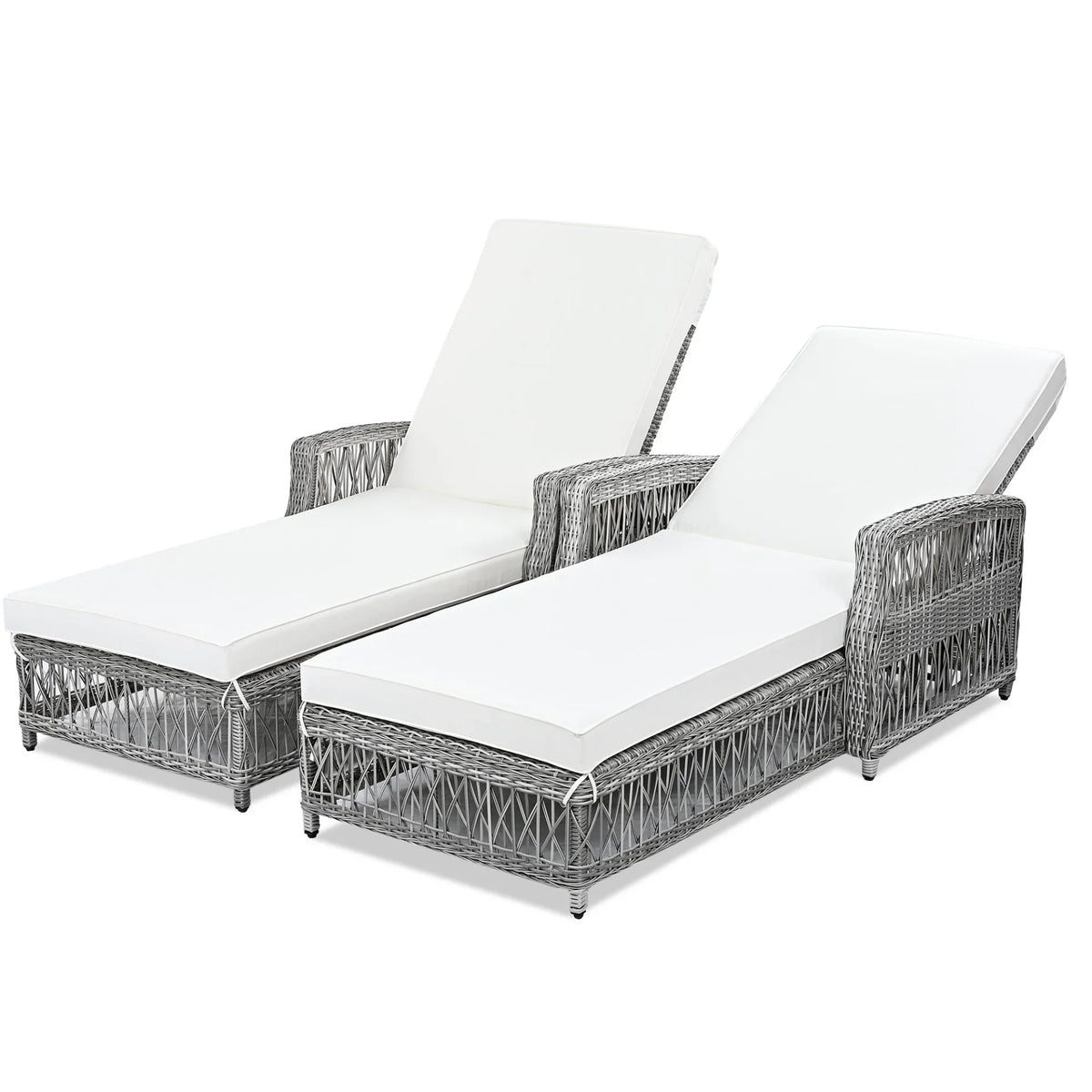 Outdoor Wicker Chaise Lounge – 72" Adjustable Reclining Patio Chair with Armrests & Cushions - View 8