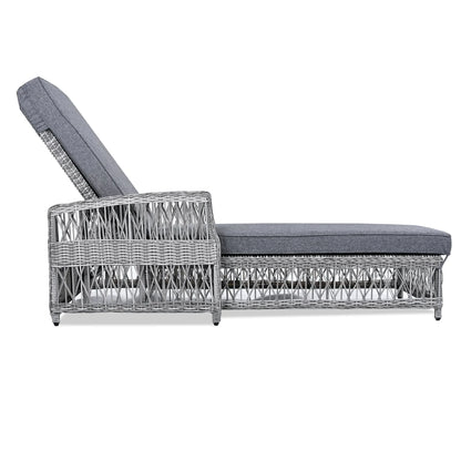 Outdoor Wicker Chaise Lounge – Adjustable Reclining Patio Chair with Armrests & Removable Cushions - View 18