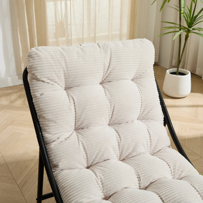 Patio Outdoor Lounge Chair with Ottoman, Comfy Sling Recliner Chair with Puffy Cushion - View 15