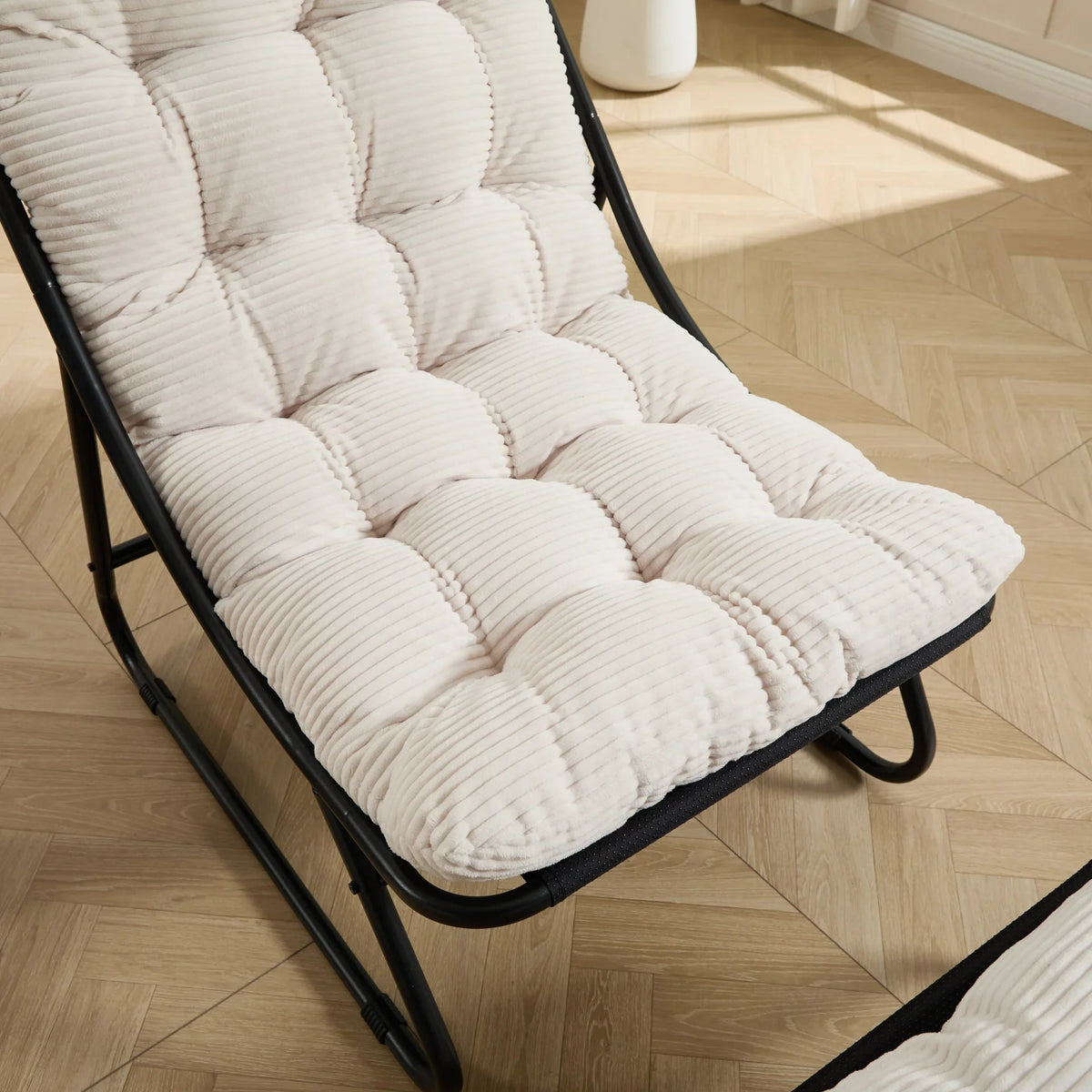 Patio Outdoor Lounge Chair with Ottoman, Comfy Sling Recliner Chair with Puffy Cushion - View 21