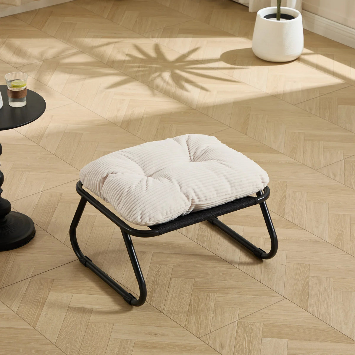 Patio Outdoor Lounge Chair with Ottoman, Comfy Sling Recliner Chair with Puffy Cushion - View 23