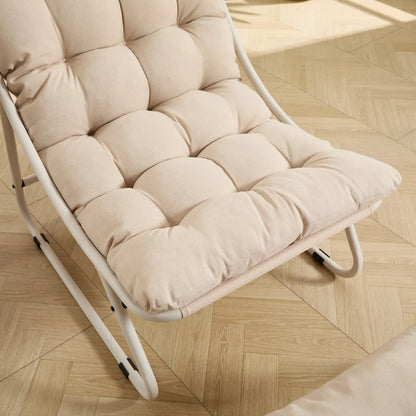 Patio Outdoor Lounge Chair with Ottoman, Comfy Sling Recliner Chair with Puffy Cushion - View 36