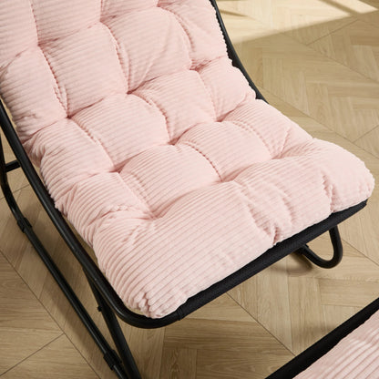 Patio Outdoor Lounge Chair with Ottoman, Comfy Sling Recliner Chair with Puffy Cushion - View 53