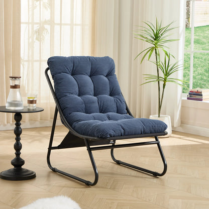 Patio Outdoor Lounge Chair with Ottoman, Comfy Sling Recliner Chair with Puffy Cushion - View 70