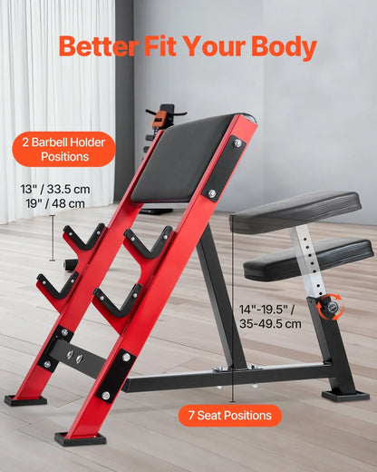 Preacher Curl Bench Adjustable Home Gym Biceps Machine Barbell Equipment - View 2