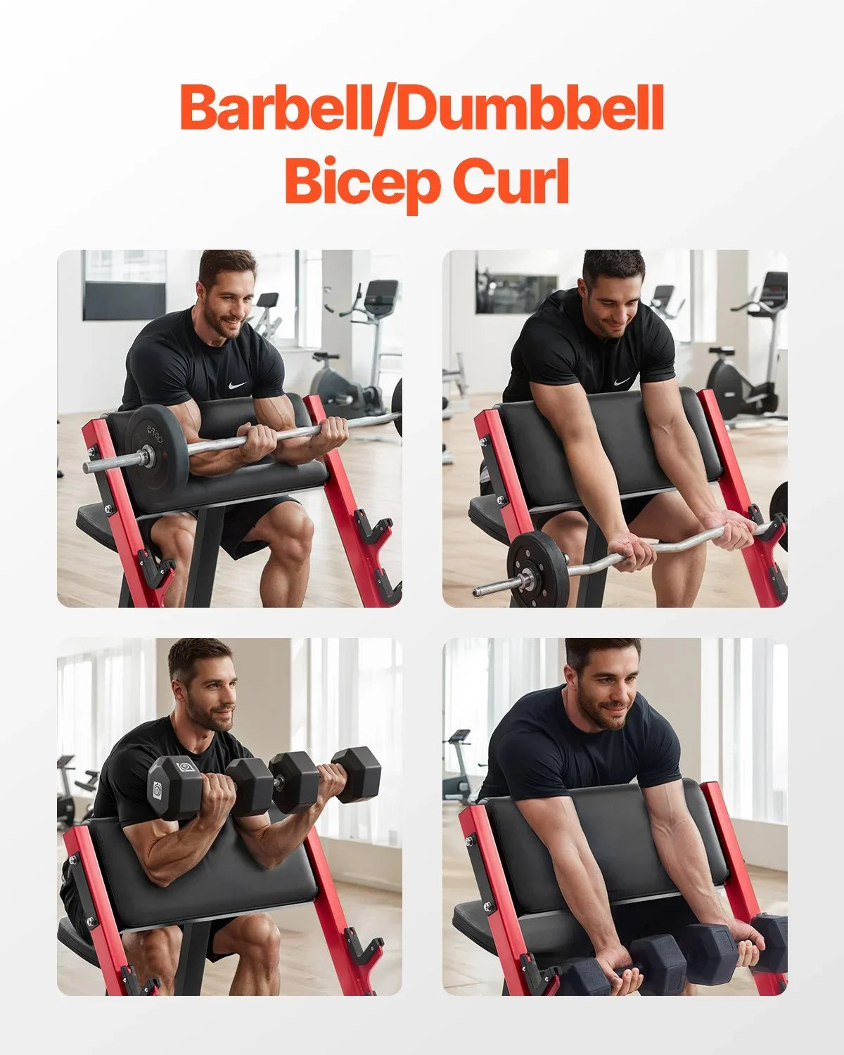 Preacher Curl Bench Adjustable Home Gym Biceps Machine Barbell Equipment - View 6