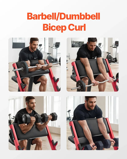 Preacher Curl Bench Adjustable Home Gym Biceps Machine Barbell Equipment - View 6