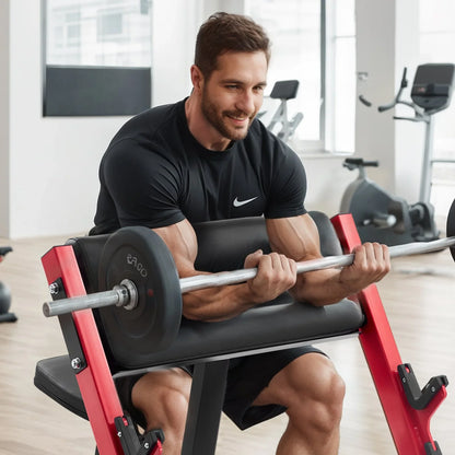 Preacher Curl Bench Adjustable Home Gym Biceps Machine Barbell Equipment - View 8