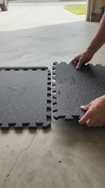 VEVOR Puzzle Exercise Mat, 12 PCS Fitness Equipment Mats, 24 x 24 x 0.56 in, High-Density EVA Foam Mat Set, Interlocking Rubber Soft Tiles, Protective Floor Padding with White Dots for Home Gym Office